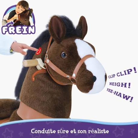Cheval à Bascule Jouet PonyCycle Modèle U Brun Foncé avec Frein et Son  Taille 3 pour les 3-5 ans