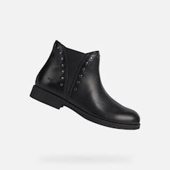 Chaussures-Bottine Enfant - Geox - Agata - Cuir - Zip - Noir