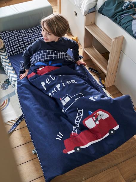 Couchage de sieste maternelle personnalisable MINILI POMPIER marine 1 - vertbaudet enfant 