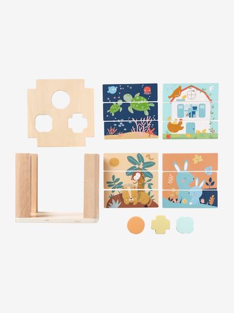 Cube d'éveil 2 en 1 : Puzzles et formes à encastrer en bois FSC® vert 7 - vertbaudet enfant 