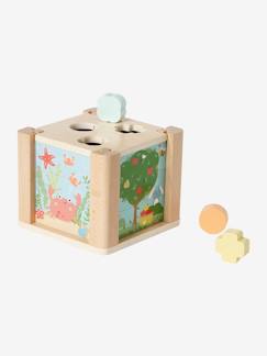 Idées cadeaux bébés et enfants-Jouet-Premier âge-Premières manipulations-Cube d'éveil 2 en 1 : Puzzles et formes à encastrer en bois FSC®