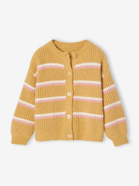 Fille-Pull, gilet, sweat-Gilet rayé en maille chenille fille