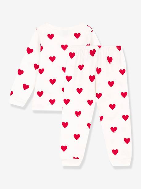 Pyjama cœur petite fille/petit garçon en molleton PETIT BATEAU blanc imprimé 2 - vertbaudet enfant 