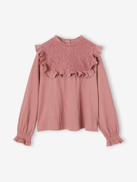 T-shirt blouse fantaisie fille maille texturée bois de rose 1 - vertbaudet enfant 