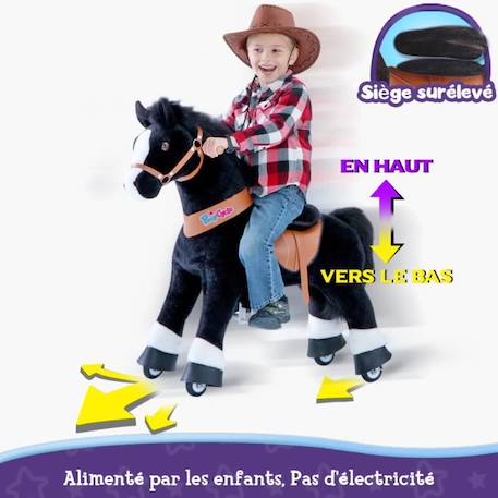 PonyCycle - Cheval à monter noir à roues avec frein NOIR 4 - vertbaudet enfant 