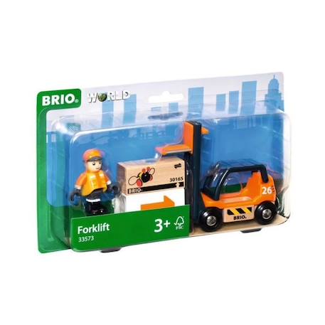 Chariot élévateur BRIO 33573 pour circuit de train en bois avec figurine incluse dès 3 ans ORANGE 5 - vertbaudet enfant 