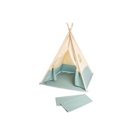 Tente Tipi Yuma pour enfant - Pinolino - bicolore beige bleu - fenêtre et tapis de sol rembourré BLANC 1 - vertbaudet enfant 