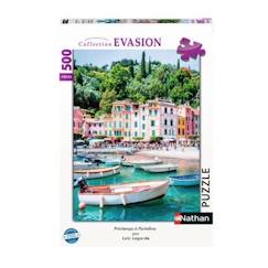 Jouet-Jeux éducatifs-Puzzle Nathan - Printemps à Portofino - 500 pièces - Thème Voyage et cartes - Vert