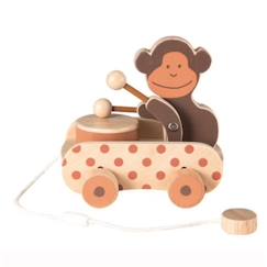 Jouet-Premier âge-Bascules, chariots de marche, trotteurs et porteurs-Jouet en bois Egmont Toys - Paulo à tirer avec tambour - Pour enfant de 12 mois et plus