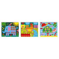 Jouet-Activités artistiques et musicales-Jeu créatif - Janod - Kit Mosaïques Animaux - 260 mosaïques en mousse - 3 tableaux à décorer