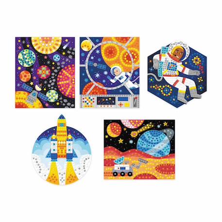 Kit créatif enfant - Janod - Mosaïques Espace 5 Tableaux - Dès 7 ans - Violet VIOLET 3 - vertbaudet enfant 