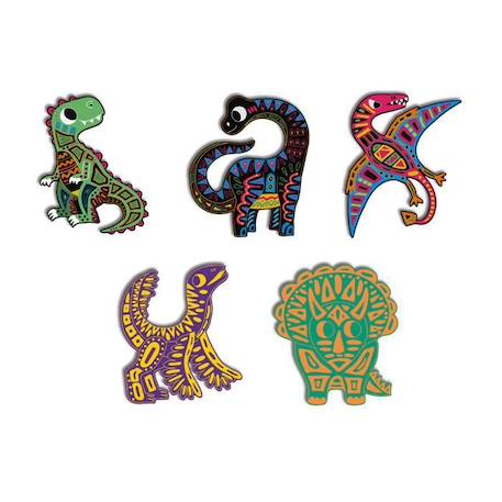 Jeu créatif - JANOD - Scratch Art Dinosaures - Enfant - 3 ans et plus - Dinosaures colorés à gratter NOIR 2 - vertbaudet enfant 
