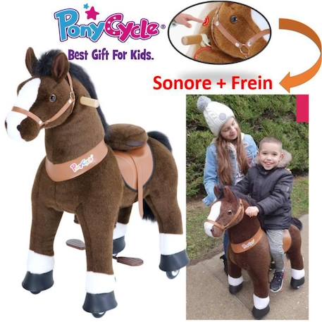 PonyCycle - Poney à monter Brun chocolat avec sabot blanc Grand modèle MARRON 1 - vertbaudet enfant 