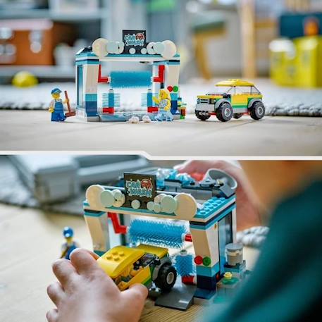 LEGO® City 60362 La Station de Lavage, Jouet pour Enfants Dès 6 Ans, avec Voiture et Minifigurines BLEU 6 - vertbaudet enfant 