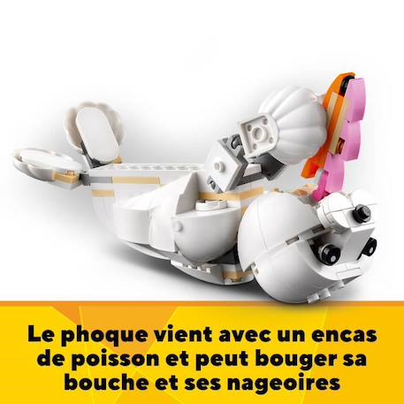 LEGO Creator 3-en-1 31133 Le Lapin Blanc, avec des Figurines Animaux Poissons, Phoques et Perroquets BLANC 3 - vertbaudet enfant 