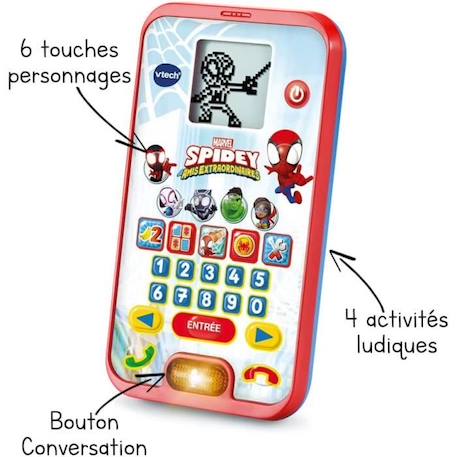 VTECH - SPIDEY - Le Smartphone Éducatif de Spidey - Enfant - Rouge - Mixte - 3 ans - Pile ROUGE 2 - vertbaudet enfant 