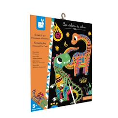 Jouet-Activités artistiques et musicales-Tableaux, dessin et peinture-Jeu créatif - JANOD - Scratch Art Dinosaures - Enfant - 3 ans et plus - Dinosaures colorés à gratter