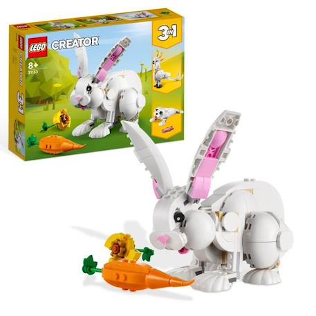 LEGO Creator 3-en-1 31133 Le Lapin Blanc, avec des Figurines Animaux Poissons, Phoques et Perroquets BLANC 1 - vertbaudet enfant 