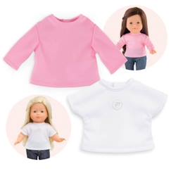 Jouet-Poupons et poupées-Lot de 2 T-shirts blanc et rose pour poupée Ma Corolle 36 cm - Corolle