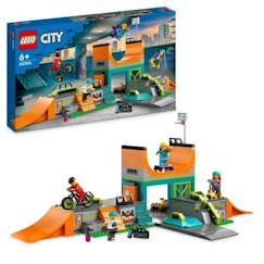 Jouet-LEGO® City 60364 Le Skatepark Urbain, Jouet de Cascade avec Vélo BMX, Skateboard et Rollers
