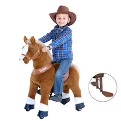 Jouet-Jeux de plein air-PonyCycle - Cheval à monter enfant brun frein sons, grand modèle