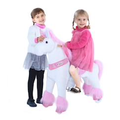 -PonyCycle - Licorne Rose à monter Grand Modèle avec siège surélevé et frein pour enfants de 4 à 8 ans