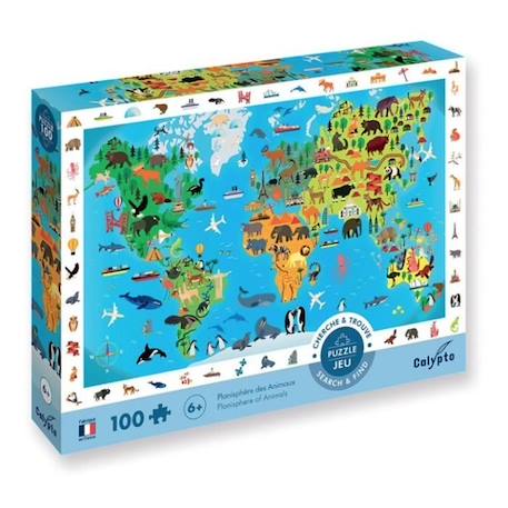 Puzzle Planisphere des animaux - SENTOSPHERE - Moins de 100 pièces - Multicolore BLANC 1 - vertbaudet enfant 