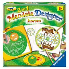 Jouet-Ravensburger - Mandala Designer 2 en 1 - Horses - Loisirs créatifs pour enfants dès 6 ans