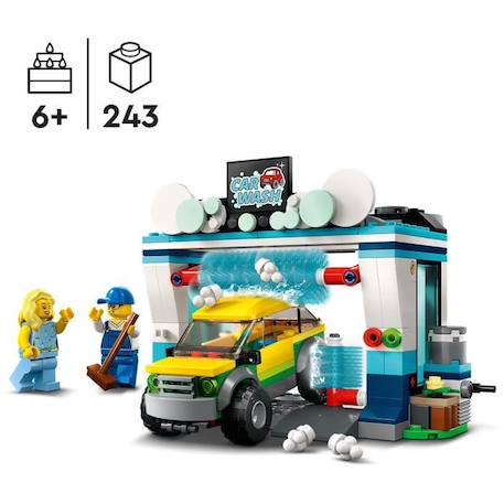 LEGO® City 60362 La Station de Lavage, Jouet pour Enfants Dès 6 Ans, avec Voiture et Minifigurines BLEU 3 - vertbaudet enfant 