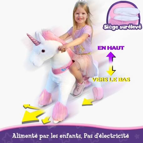 PonyCycle - Licorne Rose à monter Grand Modèle avec siège surélevé et frein pour enfants de 4 à 8 ans ROSE 4 - vertbaudet enfant 