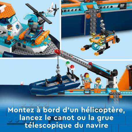 LEGO® City 60368 Le Navire d’Exploration Arctique, Jouet de Grand Bateau Flottant, Cadeau Enfants BLEU 5 - vertbaudet enfant 