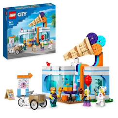 Jouet-Jeux d'imagination-Jeux de construction-LEGO® City 60363 La Boutique du Glacier, Jouet pour Enfants Dès 6 Ans, avec Vélo Cargo