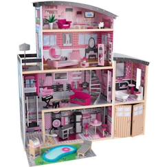 Jouet-Poupons et poupées-KidKraft - Maison de poupées en bois Sparkle avec 30 accessoires inclus