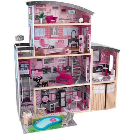 KidKraft - Maison de poupées en bois Sparkle avec 30 accessoires inclus ROSE 1 - vertbaudet enfant 