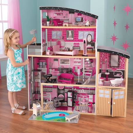 KidKraft - Maison de poupées en bois Sparkle avec 30 accessoires inclus ROSE 2 - vertbaudet enfant 