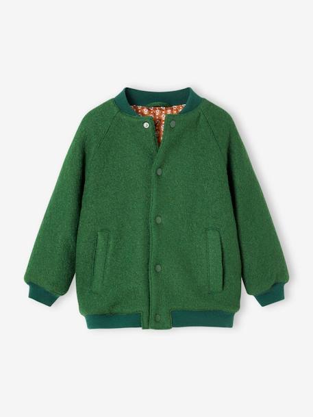 Manteau style teddy fille en lainage bouclettes vert anglais 1 - vertbaudet enfant 