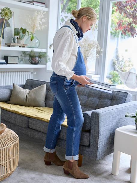 Salopette en jean coupe mom grossesse et allaitement denim brut+double stone 7 - vertbaudet enfant 