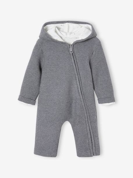 Combinaison doublé bébé naissance en tricot gris chiné 1 - vertbaudet enfant 