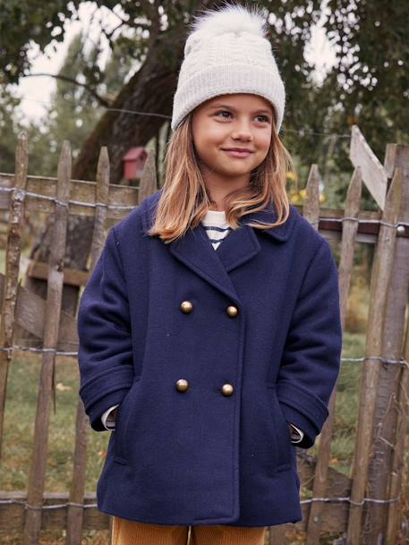 Manteau officier en drap de laine fille marine 9 - vertbaudet enfant 