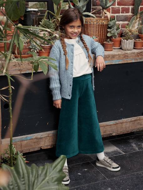 Tee-shirt blouse fille détail broderie anglaise manches longues bleu pâle+écru+marine+mauve+vert foncé 8 - vertbaudet enfant 