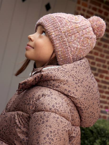 Ensemble Fille Bonnet + Snood + Moufles Vertbaudet - Motif Cœur, Pompon, Doublure Polaire - 100% Acrylique, Taille Unique