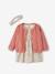 Ensemble bébé fille 3 pièces robe cardigan bandeau bleu grisé+corail+vieux rose 25 - vertbaudet enfant 