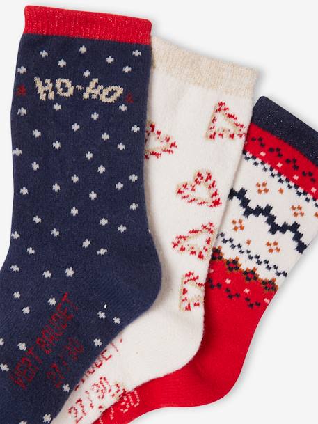 Coffret de Noël Santa Socks fille lot de 3 paires de mi-chaussettes rouge 2 - vertbaudet enfant 