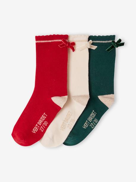 Coffret de Noël Girly Socks lot de 3 paires de chaussettes à noeud fille rouge 3 - vertbaudet enfant 