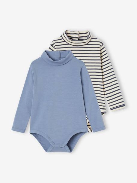 Lot de 2 bodies bébé col roulé  - vertbaudet enfant