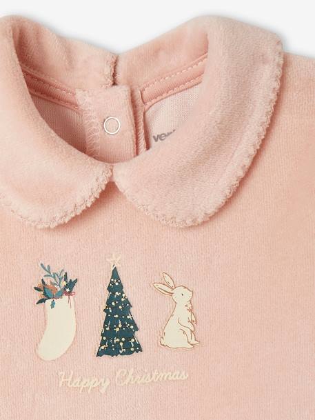Pyjama de Noël bébé 2 pièces en velours rose poudré 3 - vertbaudet enfant 