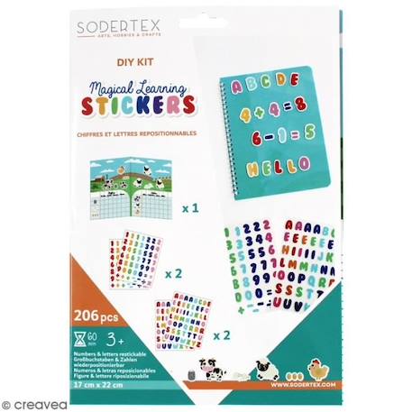 Sodertex - Pack de 206 Stickers Repositionnables Chiffres et Lettres - 17x22cm - Assortiment de Couleurs VERT 1 - vertbaudet enfant 