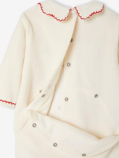 Pyjama Noël bébé fille brodé en velours écru 5 - vertbaudet enfant 