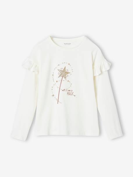 T-shirt à volants baguette magique pailletée fille écru 1 - vertbaudet enfant 