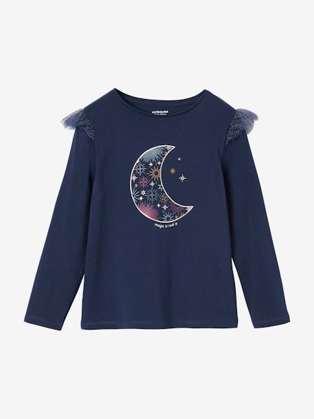 Tee-shirt de Noël motif lune irisé fille volants pailletés marine 1 - vertbaudet enfant 